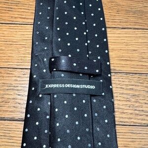 Express Design Studio Black Polka Dot Silk Tie Made in USA